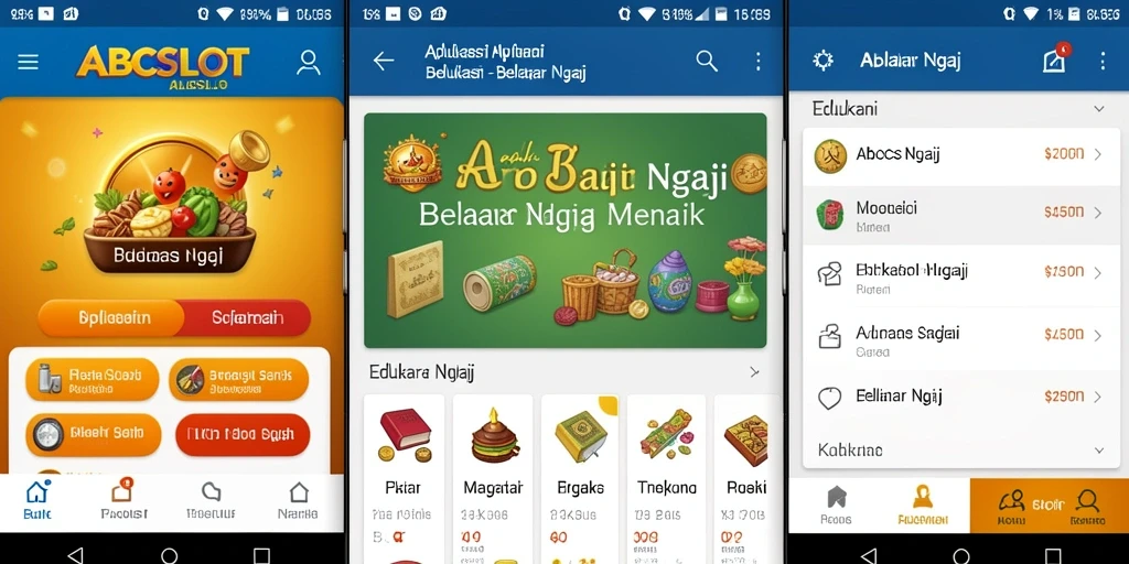 Antarmuka aplikasi ABCSLOT untuk belajar Ngaji yang interaktif.