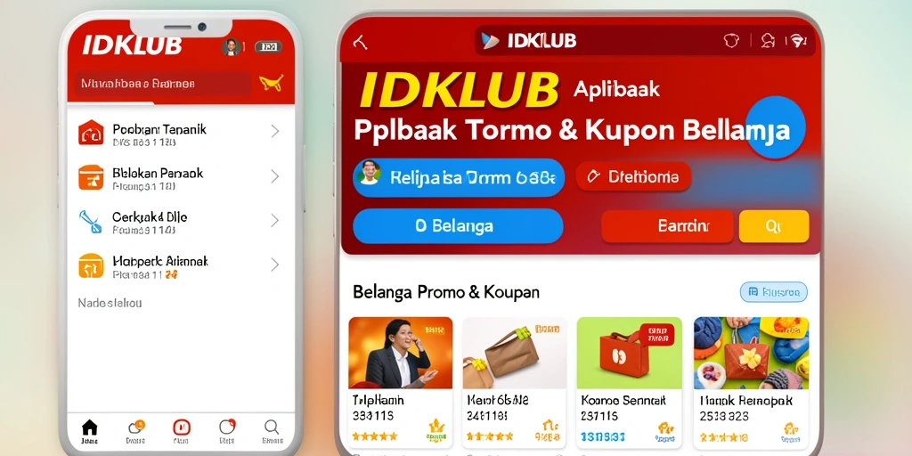 Tampilan antarmuka aplikasi IDKLUB untuk promo dan kupon belanja.