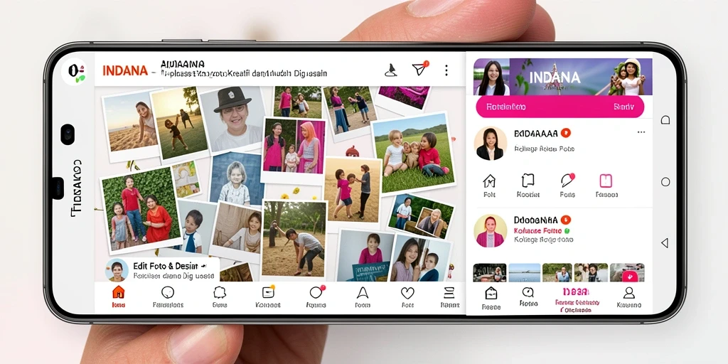 Screenshot antarmuka INDAAA menampilkan proses pembuatan kolase foto yang menarik.