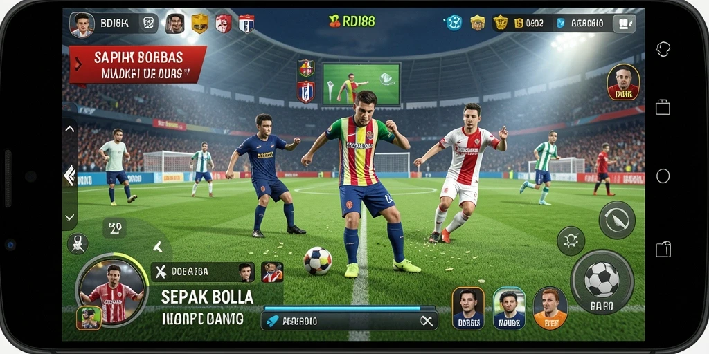 Tampilan antarmuka RDI88 yang menarik dan intuitif untuk permainan sepak bola.