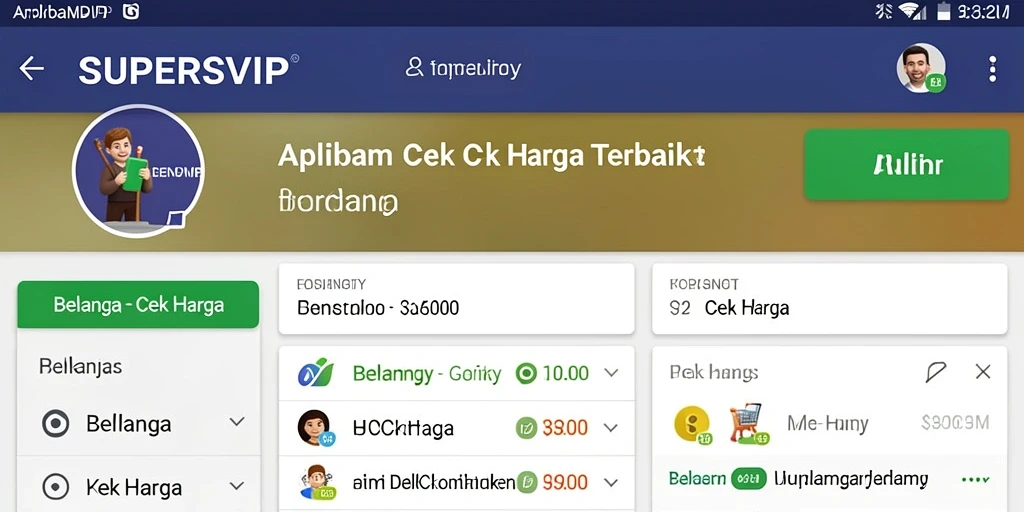 Tampilan antarmuka utama aplikasi SUPERSVIP untuk cek harga.