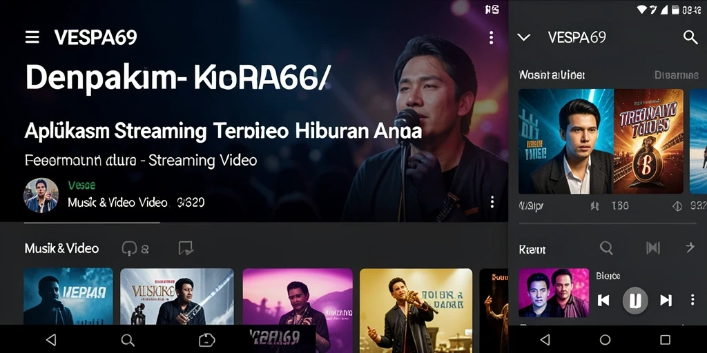 Tangkapan layar antarmuka aplikasi VESPA69 dengan fitur streaming video.